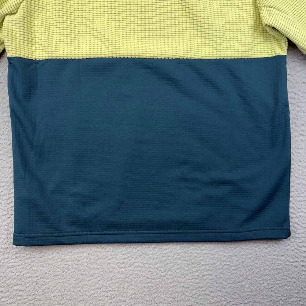 Reel Life Pullover Mens Medium Green Sunny Lime Grid Fleece‎ Quarter Zip Top